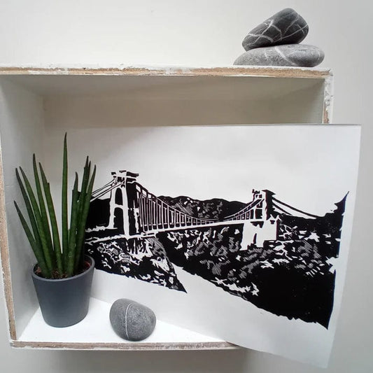 Print Clifton Suspension Bridge Lino Print (unframed and framed) homeware shops bristol gift shops bristol Bethan Lino Prints