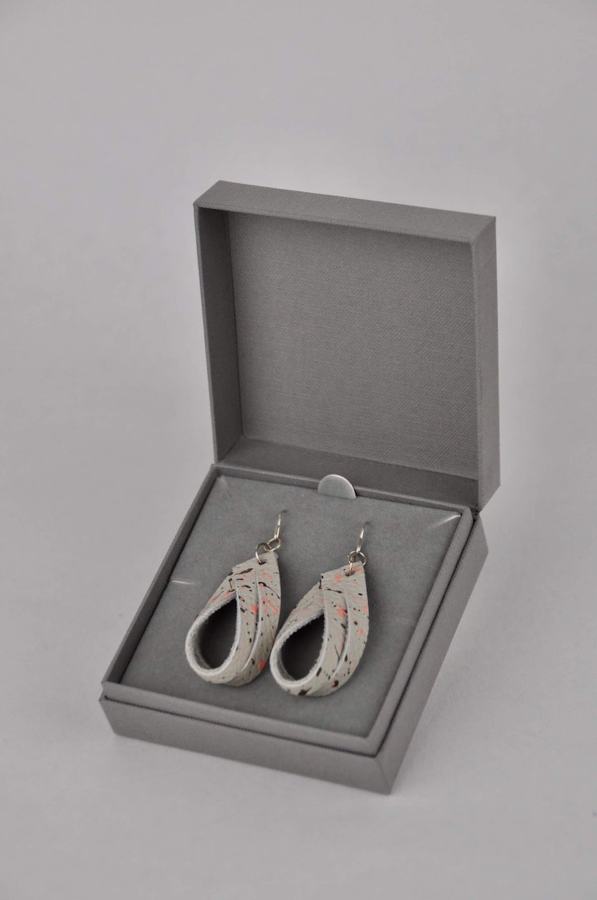 Earrings Beige Leather with Metallic Bronze & Peach Flecks Eco Silver Festival Earrings with Gift Box (multiple colours) homeware shops bristol gift shops bristol Bex & Bolt