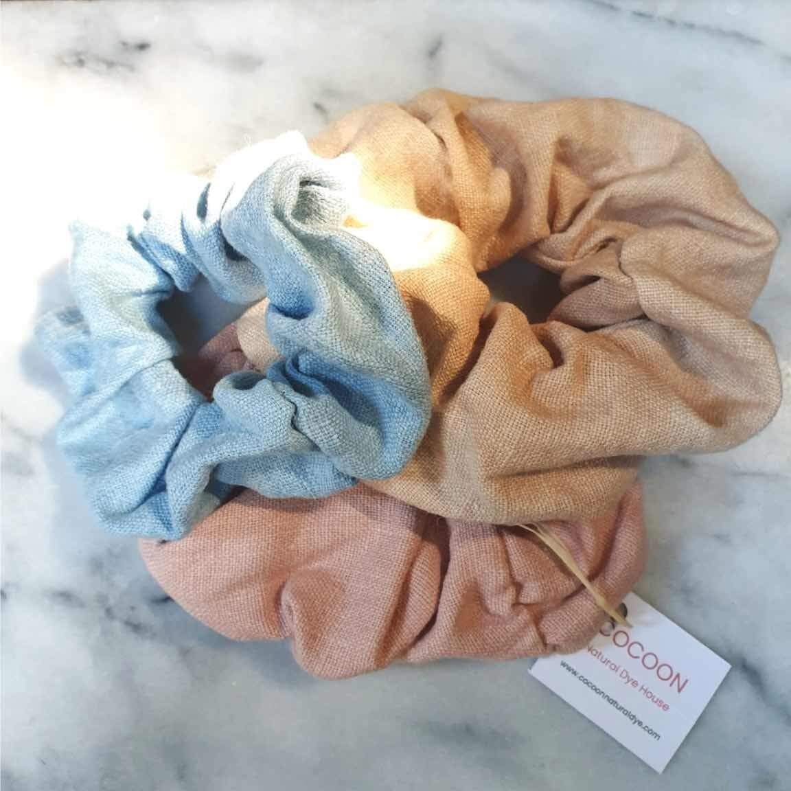 Scrunchies Naturally Dyed Vintage Linen Scrunchie homeware shops bristol gift shops bristol COCOON Natural Dye House