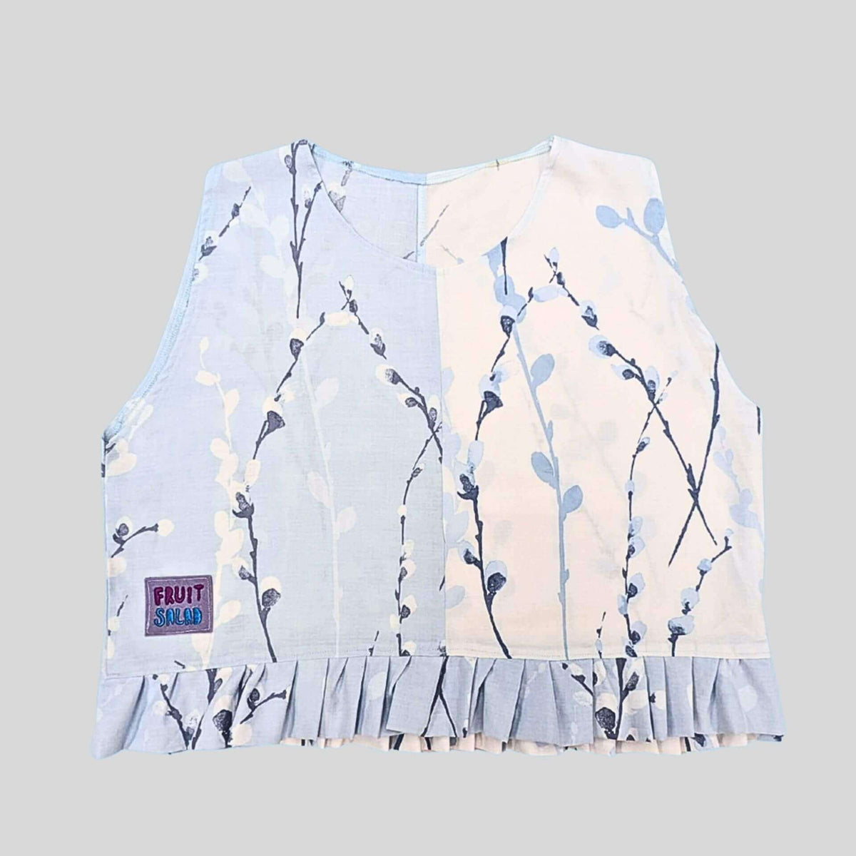 Sustainable Vest Medium Frill Vest- Blue Blossom homeware shops bristol gift shops bristol Fruit Salad