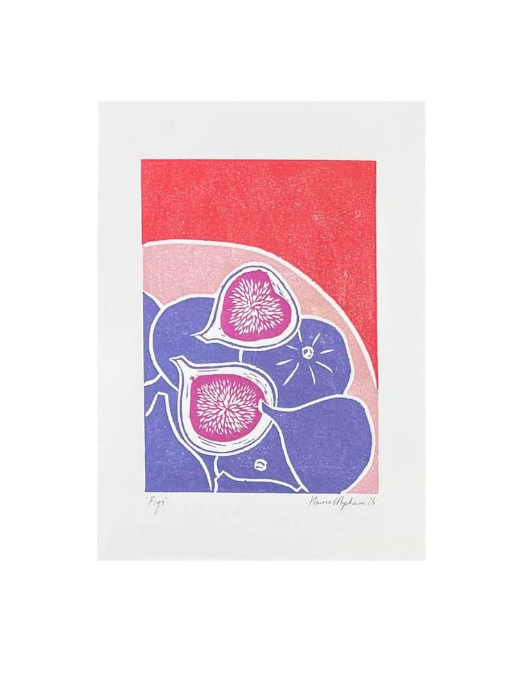 Lino Print Figs Mini Print A5 Hand Printed Lino Print homeware shops bristol gift shops bristol Harriet Popham