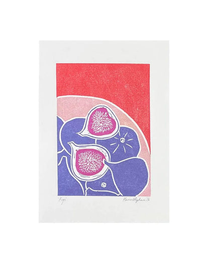 Lino Print Figs Mini Print A5 Hand Printed Lino Print homeware shops bristol gift shops bristol Harriet Popham