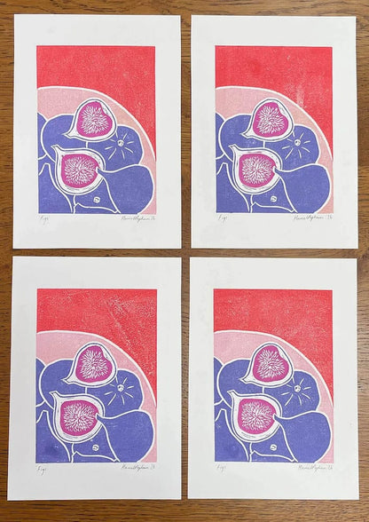 Lino Print Figs Mini Print A5 Hand Printed Lino Print homeware shops bristol gift shops bristol Harriet Popham