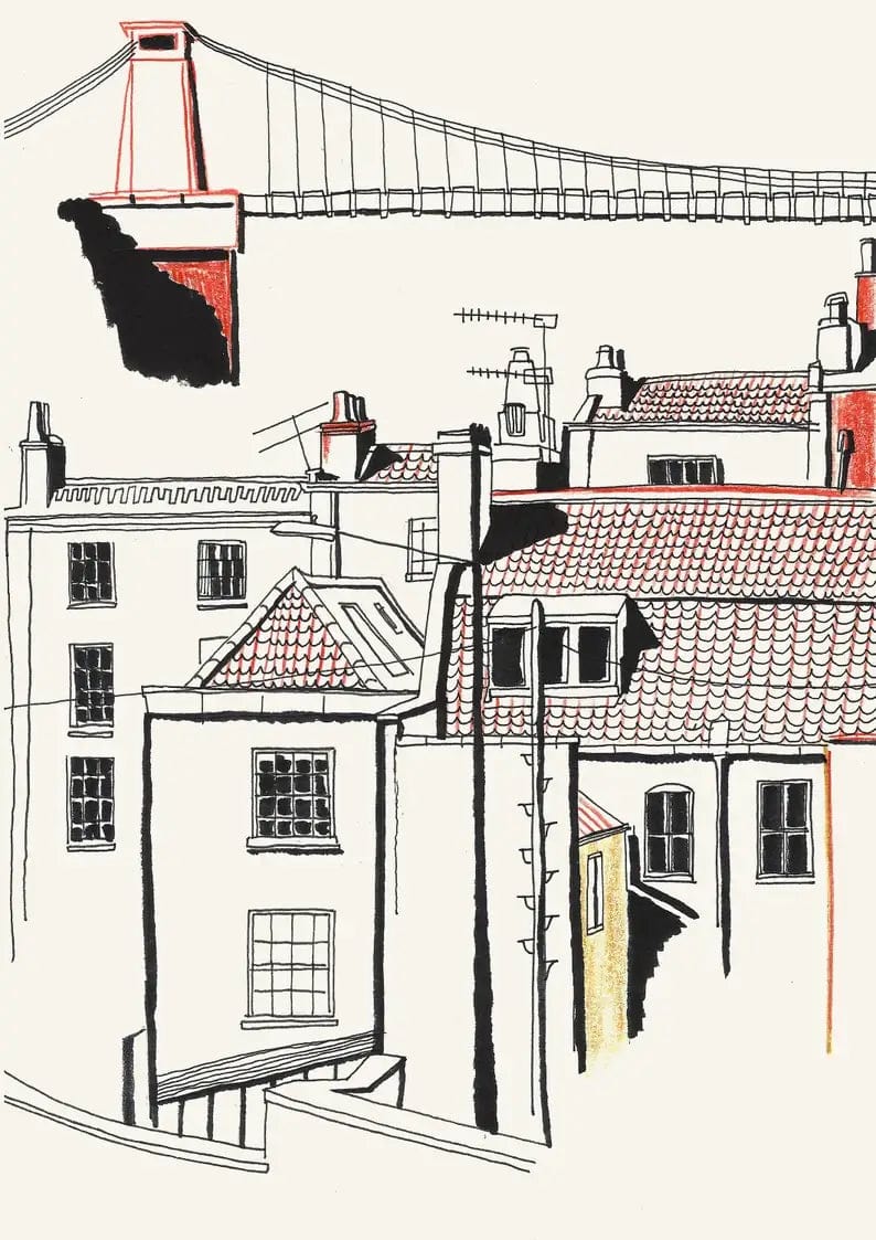 Print Digital Print of View of Suspension Bridge Digital Print of Bristol Scenes A5 (various designs) homeware shops bristol gift shops bristol Laurel Molly
