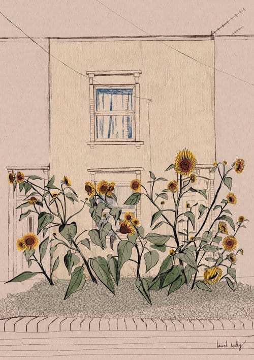 Print Giclee print of Sunflowers in Southville Giclee Print of Bristol Scenes A4 (various designs) homeware shops bristol gift shops bristol Laurel Molly