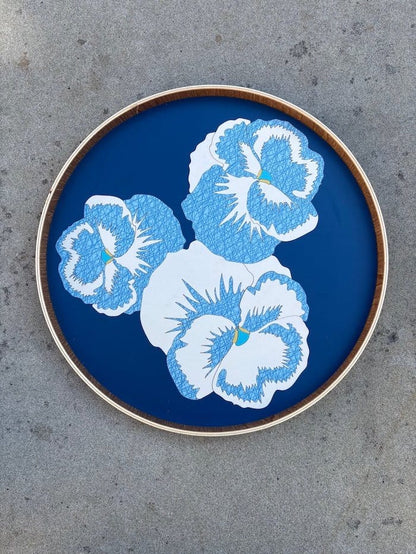 Cobalt Blue/ Crisscross Blue/ White Pansy Flower Japanese Serving Tray - Various Colours homeware shops bristol gift shops bristol Lucy Turner