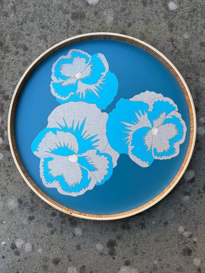 Teal/ Linen/ Turquoise Blue Pansy Flower Japanese Serving Tray - Various Colours homeware shops bristol gift shops bristol Lucy Turner