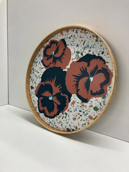 Terrazzo/Petrol/Brick Pansy Flower Japanese Serving Tray - Various Colours homeware shops bristol gift shops bristol Lucy Turner