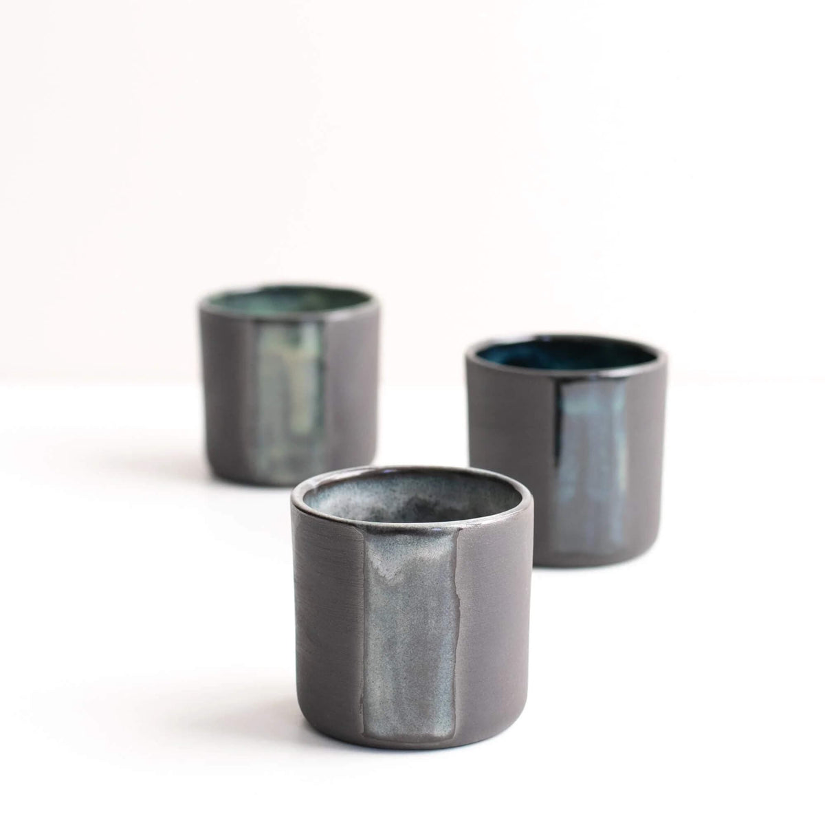 Handmade Espresso Cup Silver Black Stoneware Espresso Cup homeware shops bristol gift shops bristol Naked Clay Ceramics