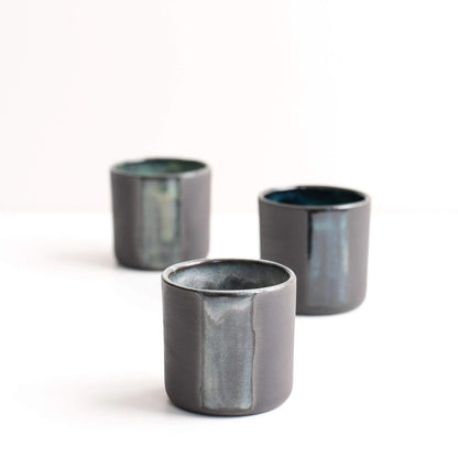 Handmade Espresso Cup Silver Black Stoneware Espresso Cup homeware shops bristol gift shops bristol Naked Clay Ceramics