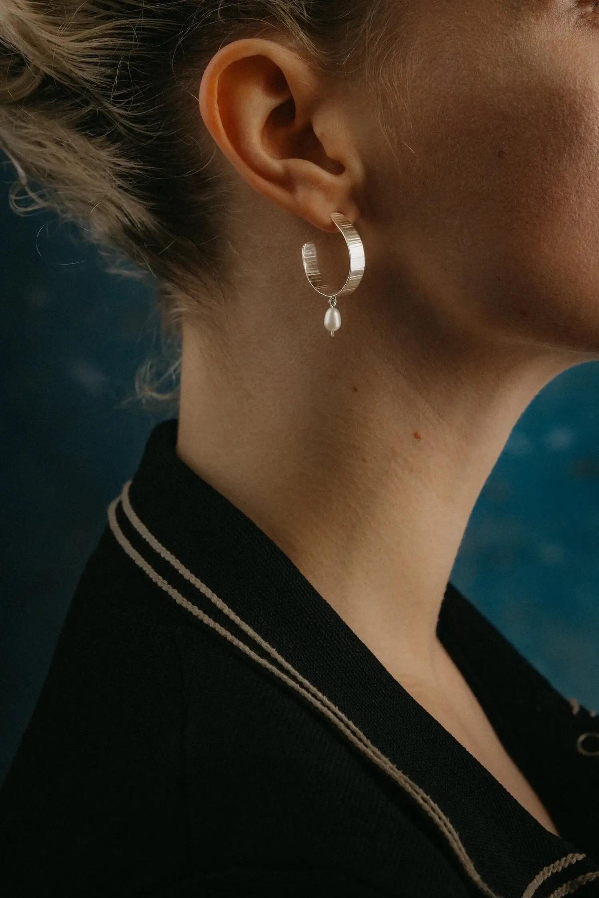 Earrings Inverse Pearl Hoops - Recycled Silver or Gold Vermeil homeware shops bristol gift shops bristol Olivia Taylor
