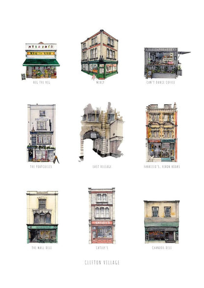 Print Clifton Village Fine Art Print Bristol Fine Art Print - A3 (various designs) homeware shops bristol gift shops bristol Poppy Victoria May Art