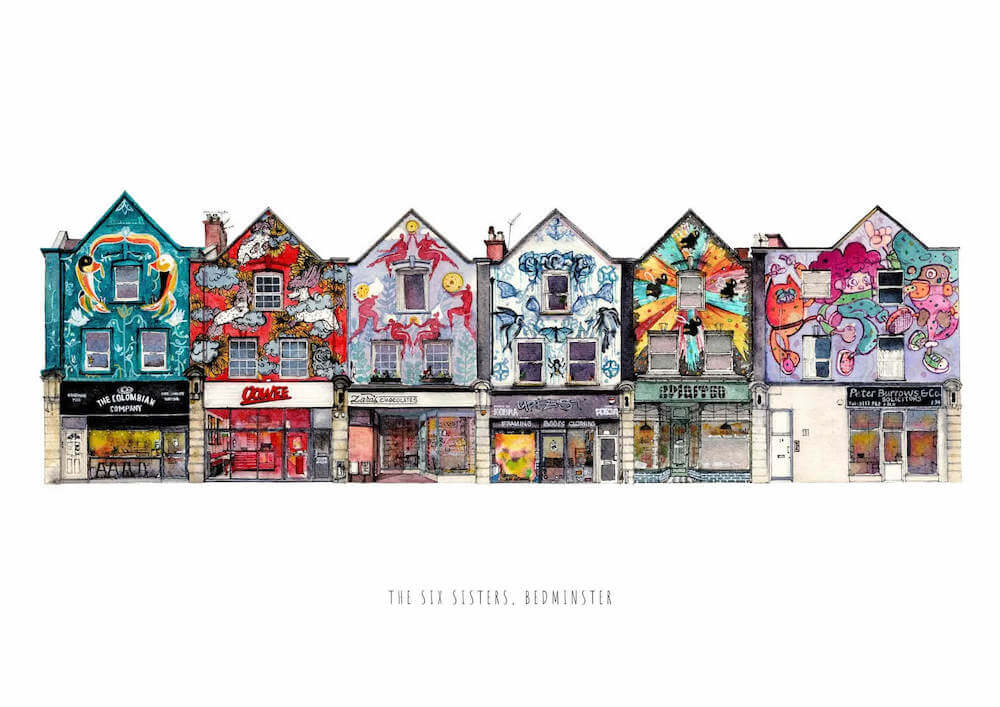 Print The Six Sisters Fine Art Print Bristol Fine Art Print - A3 (various designs) homeware shops bristol gift shops bristol Poppy Victoria May Art