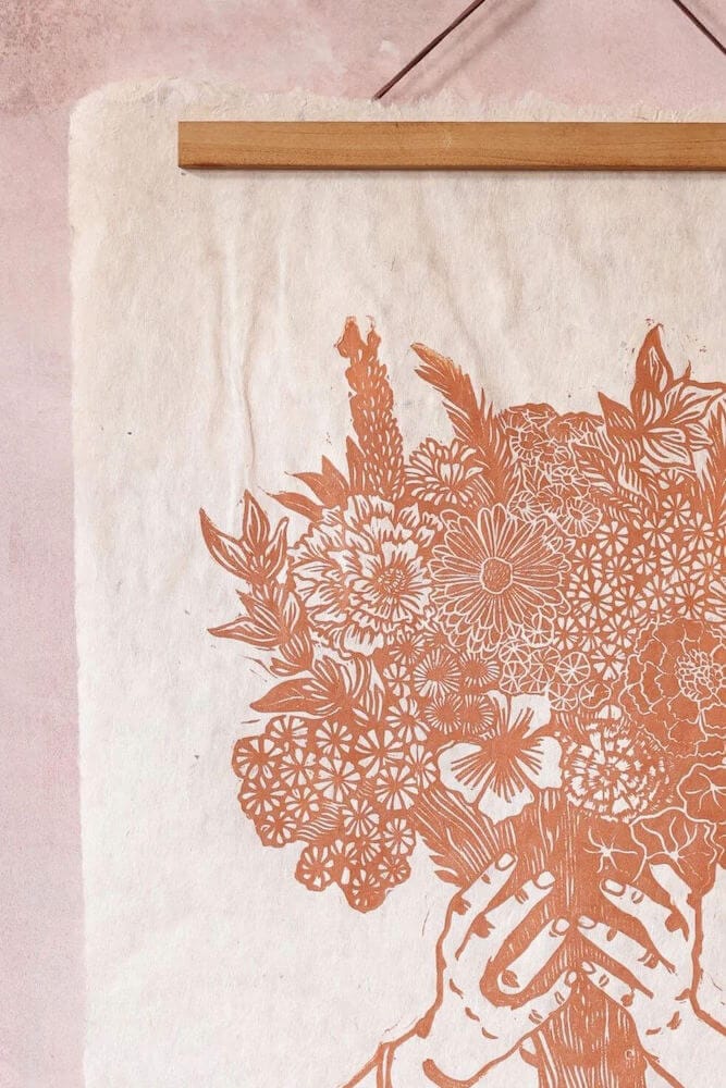 Flower Prints 'Bunch of  Blooms' Lino Cut Print homeware shops bristol gift shops bristol Rosanna Morris