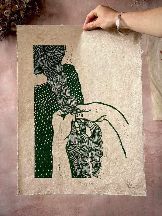 Lino Cut Print 'Tangled' Lino Cut Print homeware shops bristol gift shops bristol Rosanna Morris