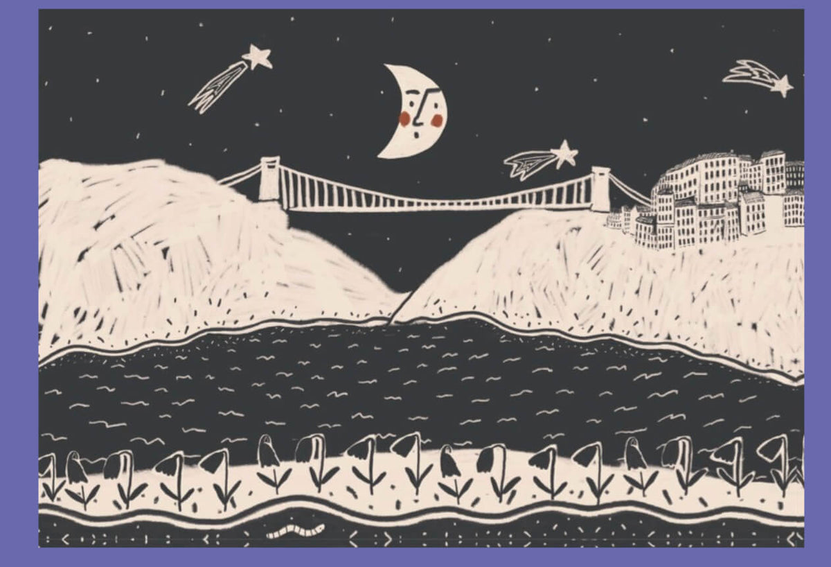 Bristol Print Bristol Bridge Moon Face Print - A4 homeware shops bristol gift shops bristol Sophie Colette