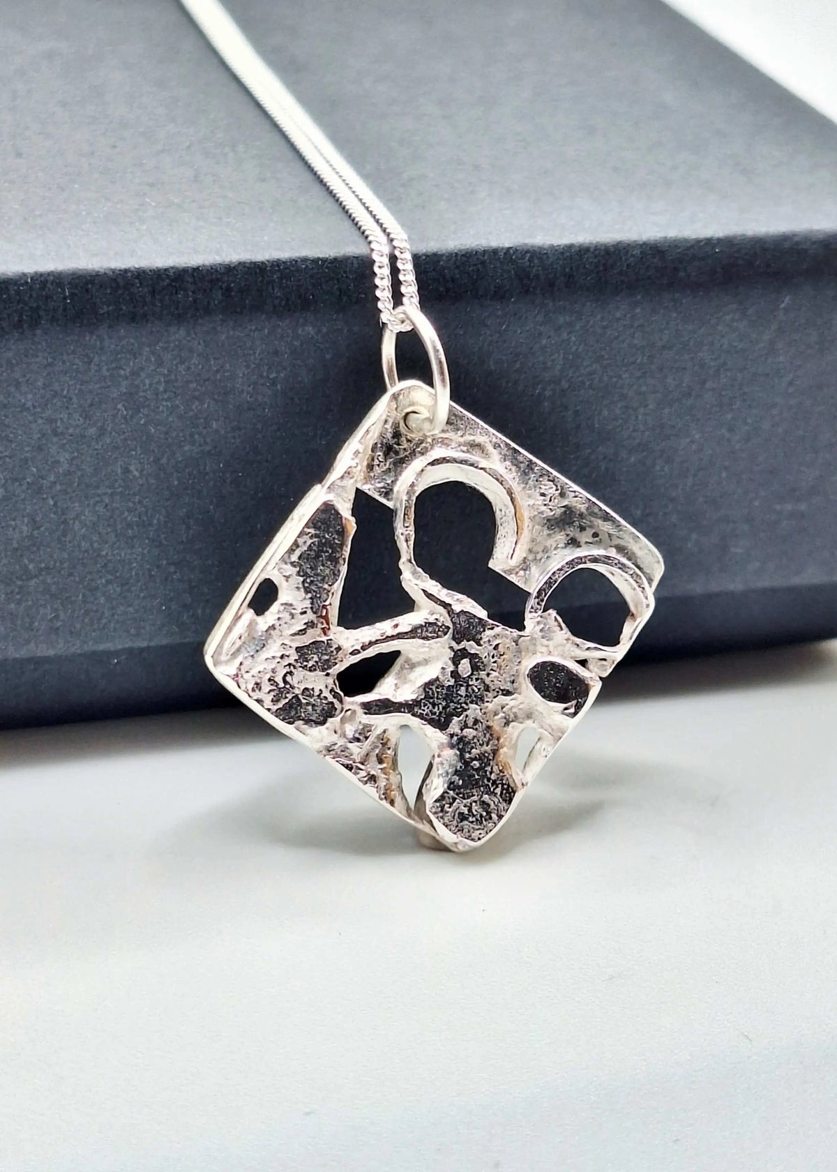 Silver Necklace Diamond ‘Silver Lava Shapes’ - Silver Pendant Necklace (various designs) homeware shops bristol gift shops bristol Sputnik Jewellery