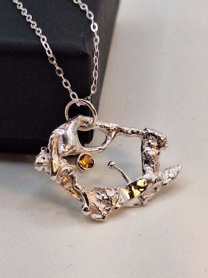 Silver Necklace ‘Silver Lava with Gemstone’ - Silver Pendant Necklace (various designs and gemstones) homeware shops bristol gift shops bristol Sputnik Jewellery
