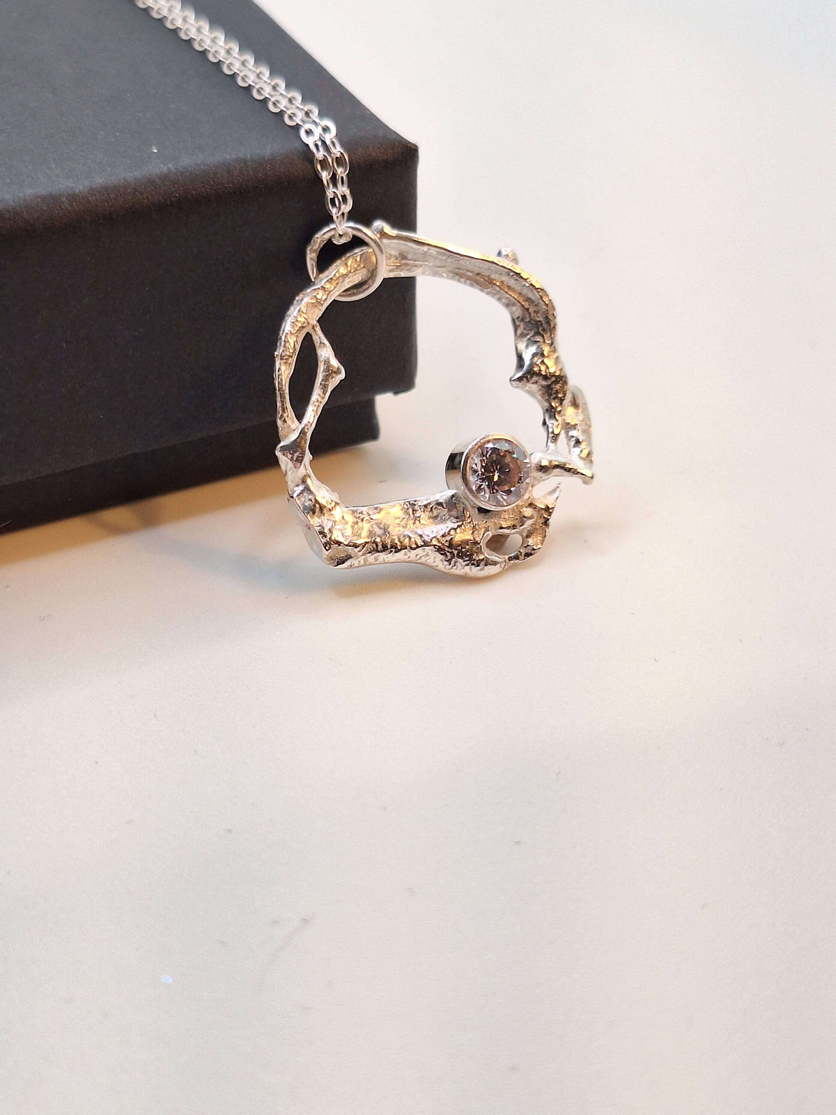 Silver Necklace ‘Silver Lava with Gemstone’ - Silver Pendant Necklace (various designs and gemstones) homeware shops bristol gift shops bristol Sputnik Jewellery