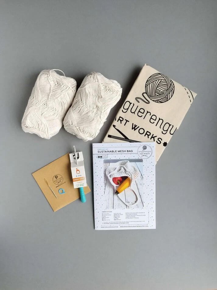 Art & Craft Kits Crochet kit: Sustainable Mesh Bag homeware shops bristol gift shops bristol Tenguerengue