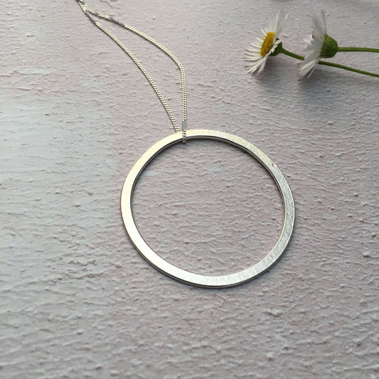 Necklace Large Circle Pendant - Paper Printed Sterling Silver homeware shops bristol gift shops bristol Ava & Bea