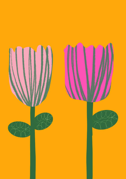 Greetings Card Pink Flowers Card homeware shops bristol gift shops bristol Do It Later Illustration