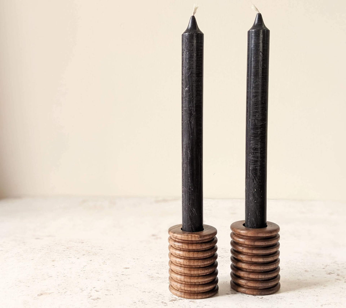 Candle Holder Ribbed Wooden Candle Holders - Walnut homeware shops bristol gift shops bristol Something From The Turnery